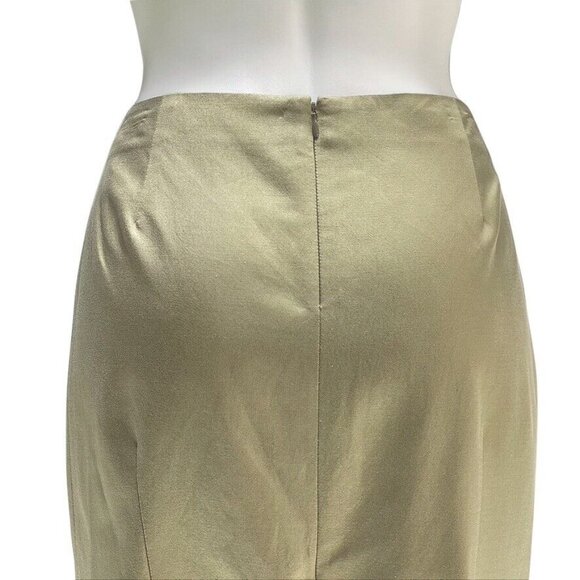 Gold Satin Midi Skirt With Back Zipper & Slit by Lida Baday - Picture 4 of 13